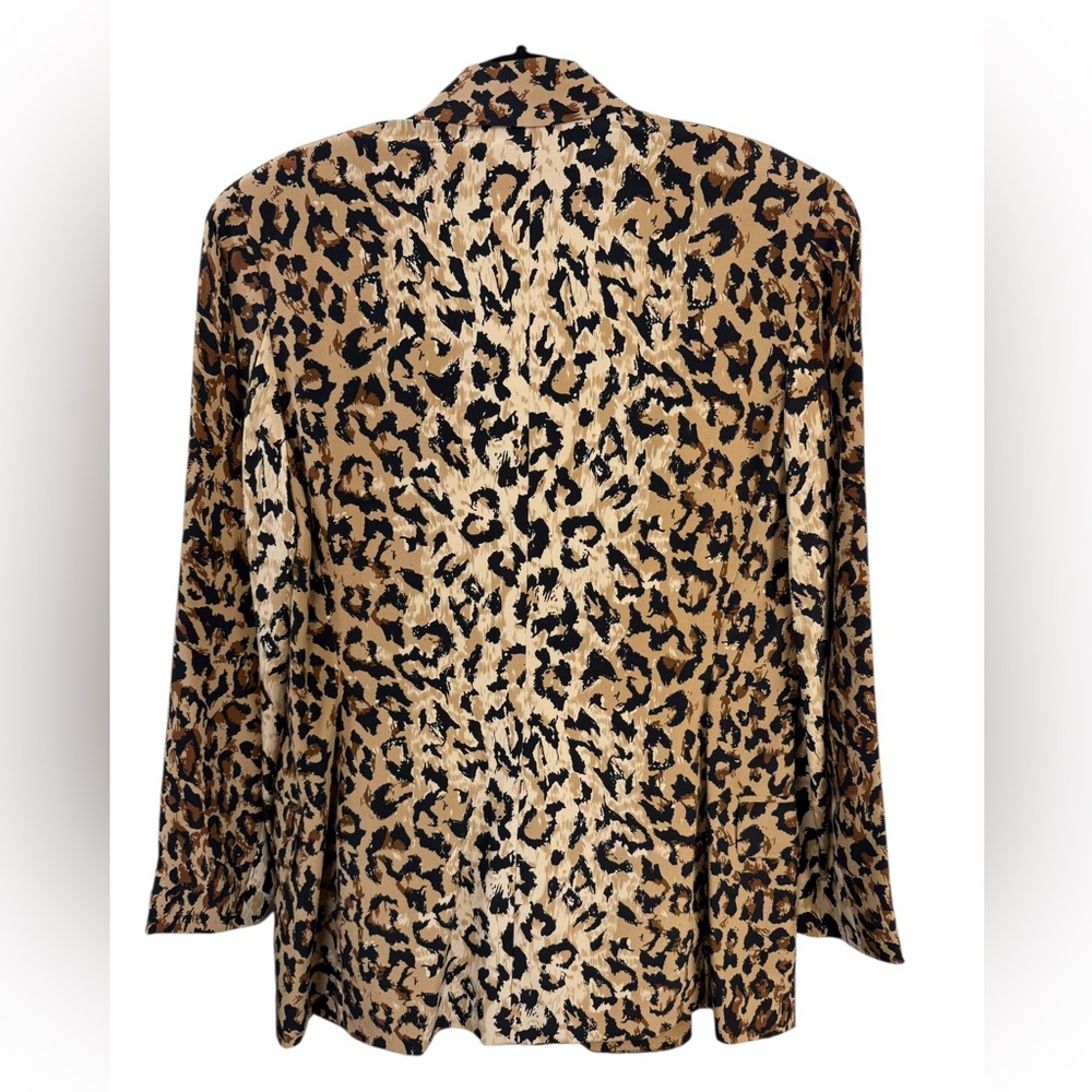 Bloomingdale’s 100% Silk Leopard Print Open Front Blazer Jacket Women’s Size 8 - Picture 6 of 6